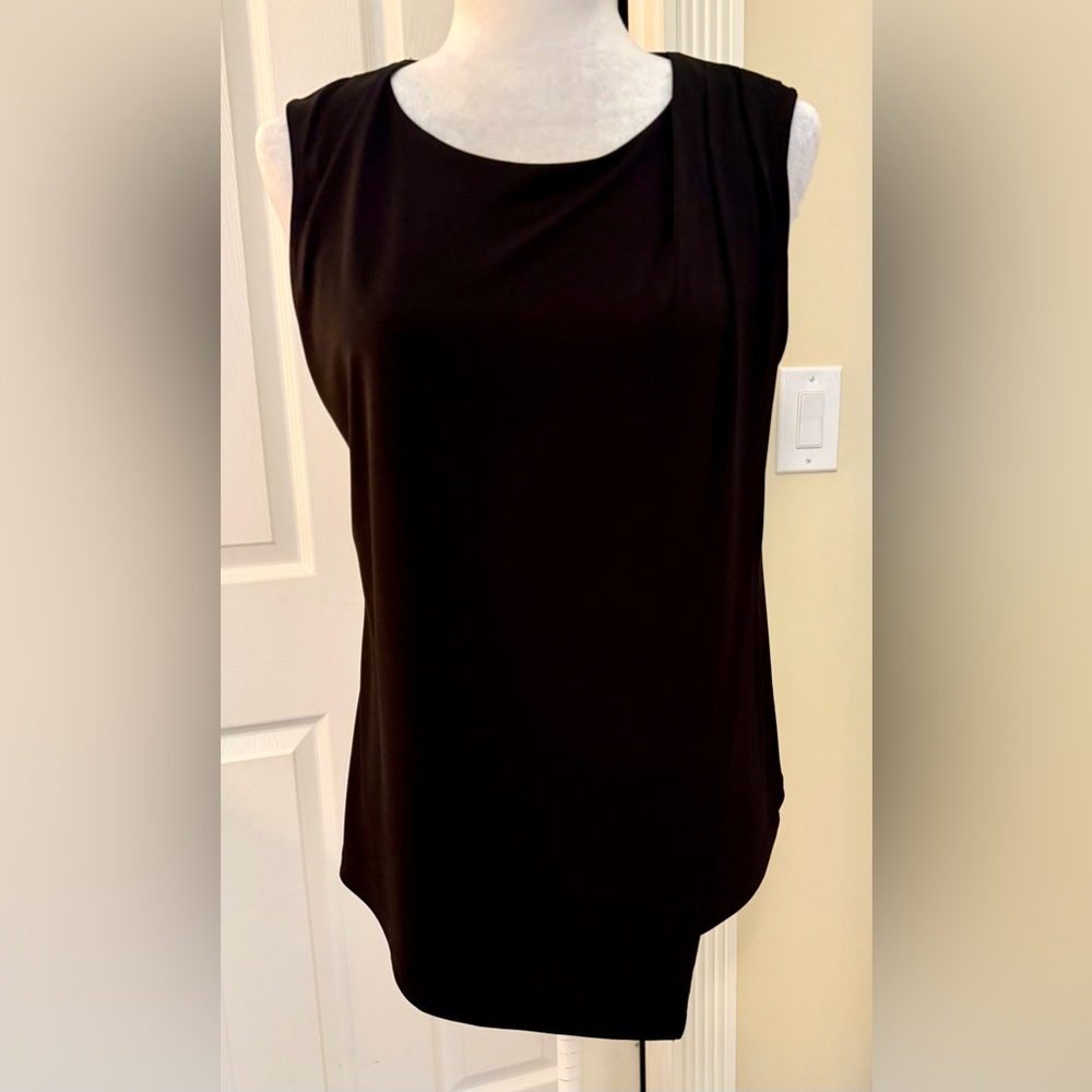 NWT Halogen Black asymmetrical Sleeveless top, Sz MP